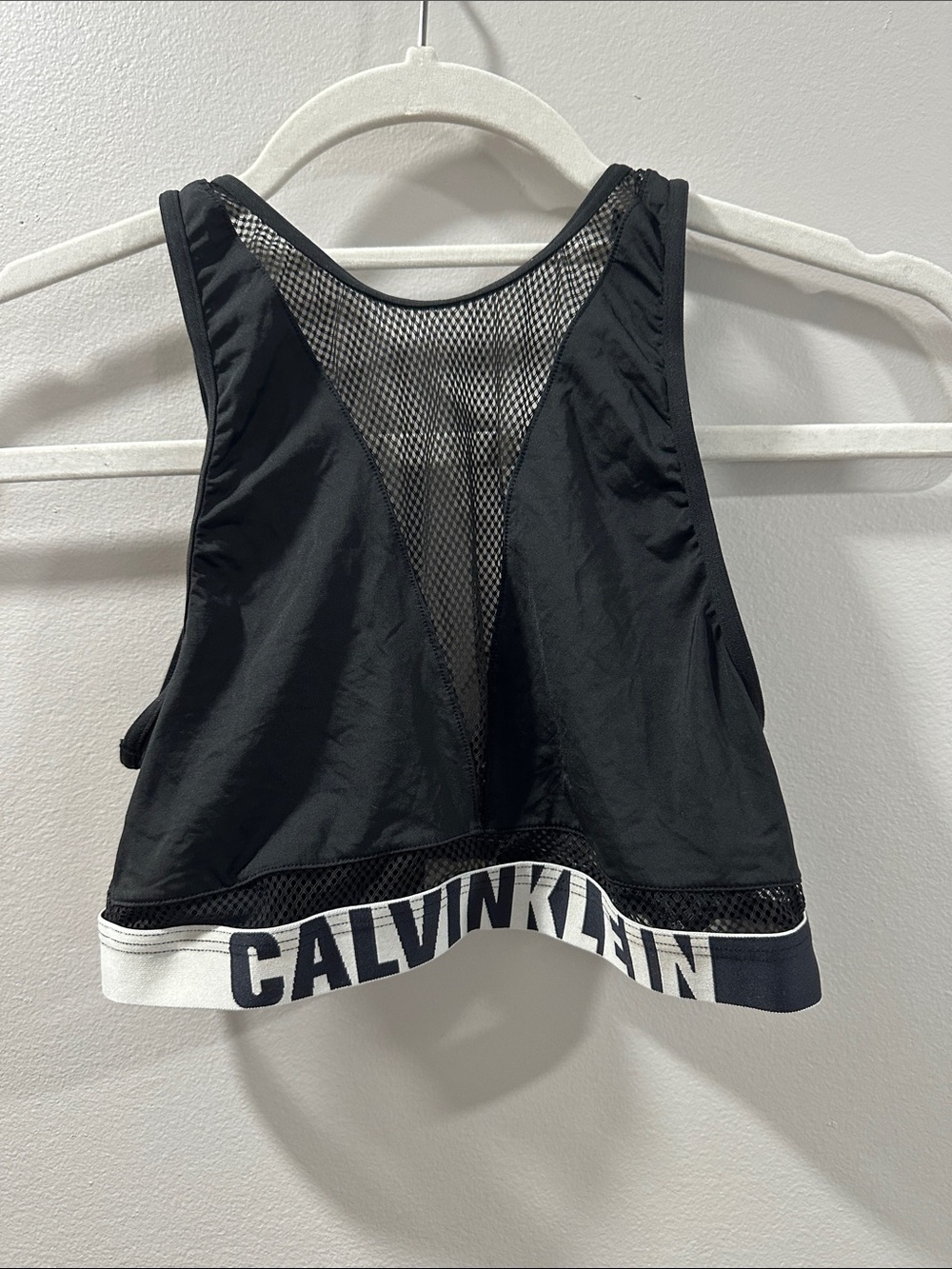 Calvin Klein Black & White Mesh-Back Sports Bralette